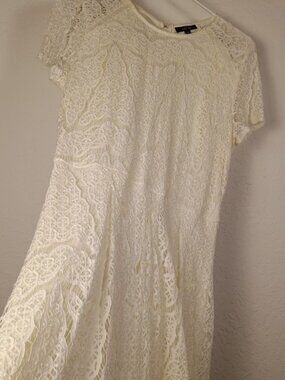 Apt. 9 Women's Ivory Cream‎ Lace Fit & Flare Short Sleeve Dress Size